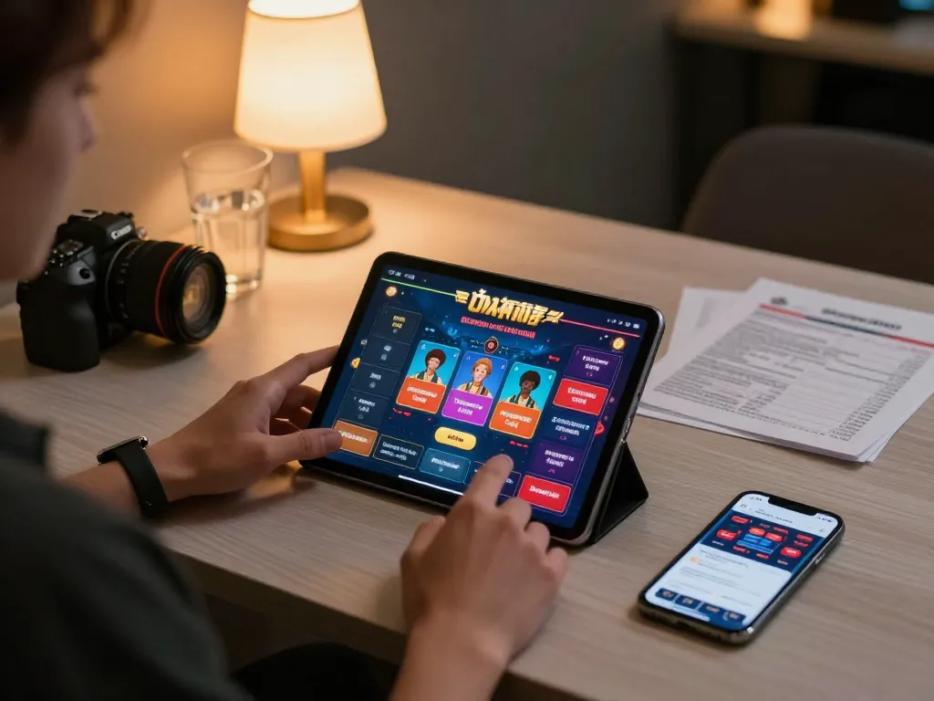 Engaging in 789 online casino gameplay strategy on a tablet in a cozy home setup.