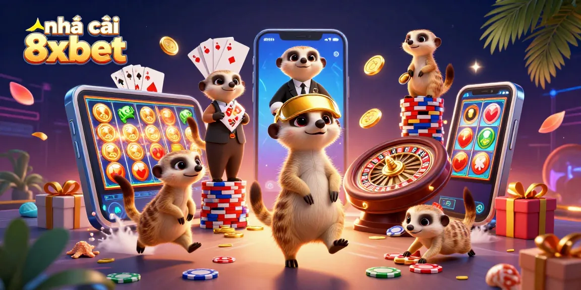 Experience thrilling games at nhà cái 8xbet with meerkats running this vibrant casino scene
