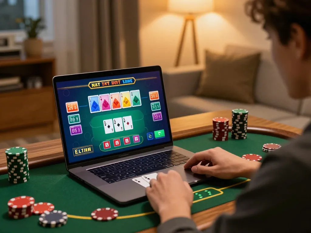 Player enjoying live blackjack on 789club, engaging in strategic gameplay at home