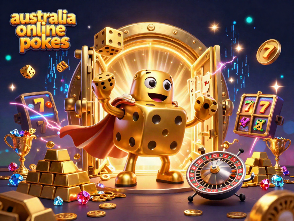 Experience the thrill of australia online pokies with golden dice and vibrant casino elements in this dynamic scene.