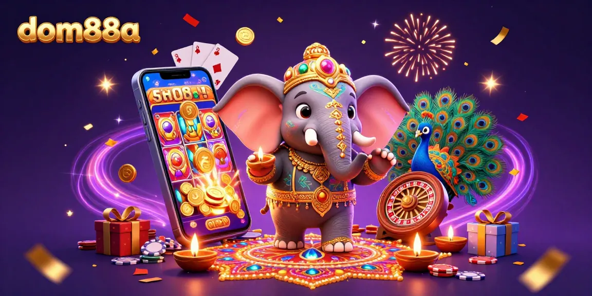 Experience dynamic gaming action with dom88a featuring colorful slots and festive characters.