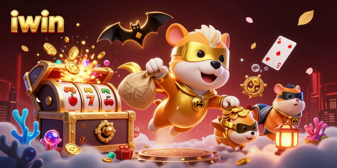 Engage in thrilling iwin adventures with a superhero dog and dynamic casino elements.