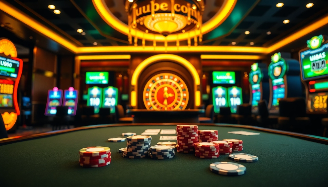 Experience thrilling gameplay at uu88.com with professional poker chips and a vibrant casino atmosphere.
