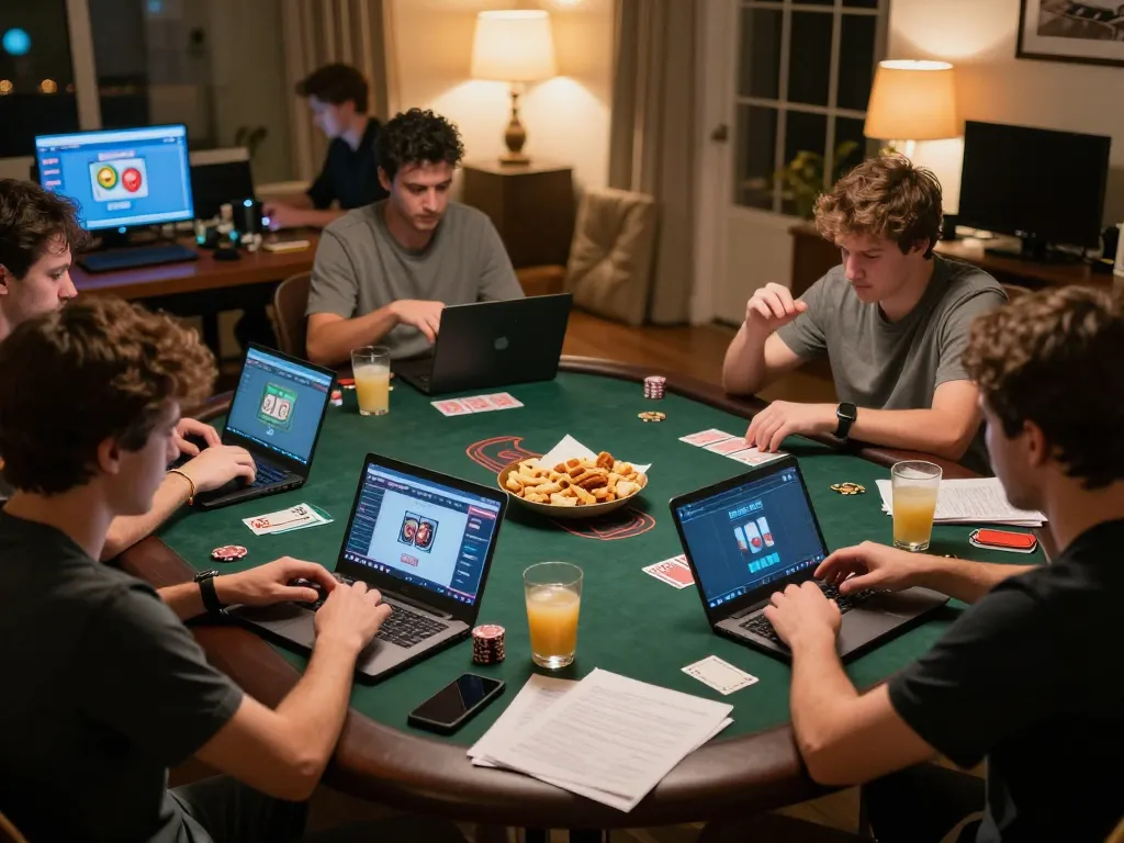 Engaged players participating in an online poker game on mb66 platform, showcasing a strategic gaming atmosphere.
