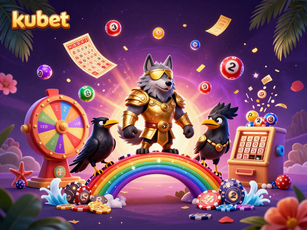 Place your bets on kubet with Norse mythology characters amid vibrant casino elements.