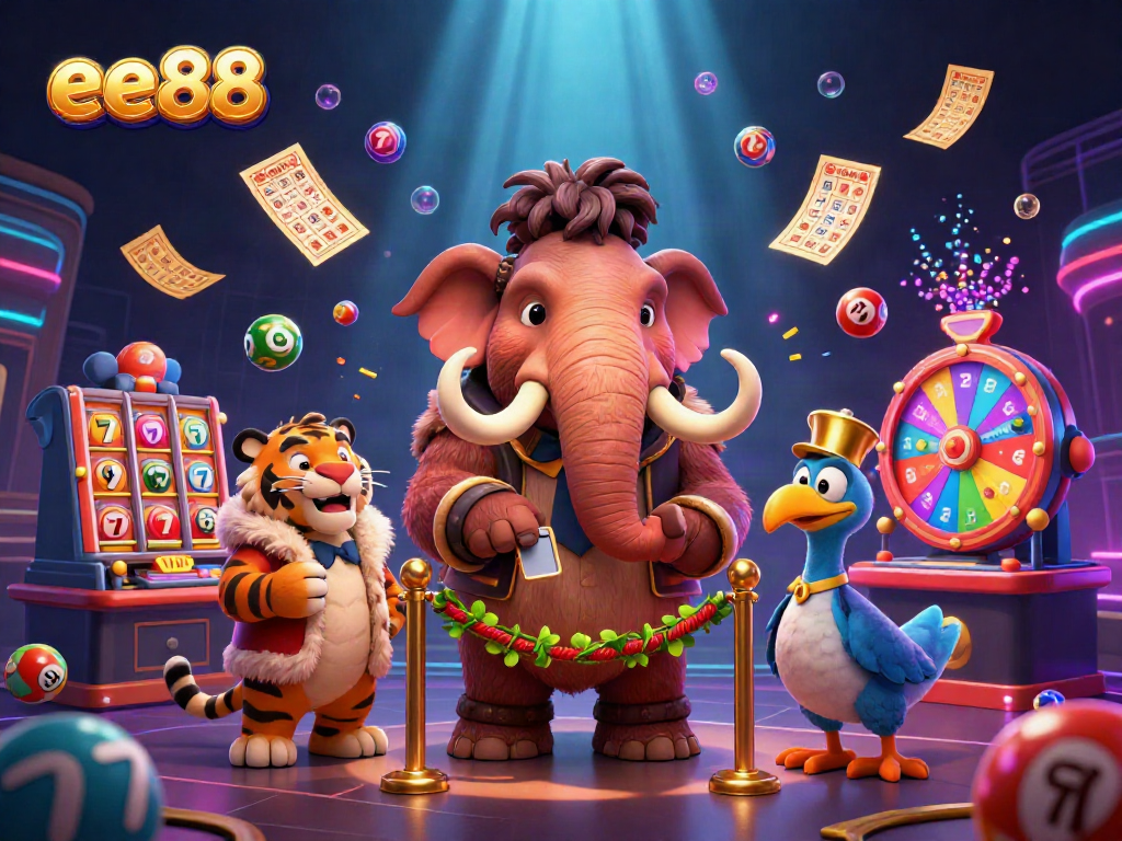 Experience thrilling gameplay at ee88 with a vibrant 3D casino scene featuring unique characters and lively elements.