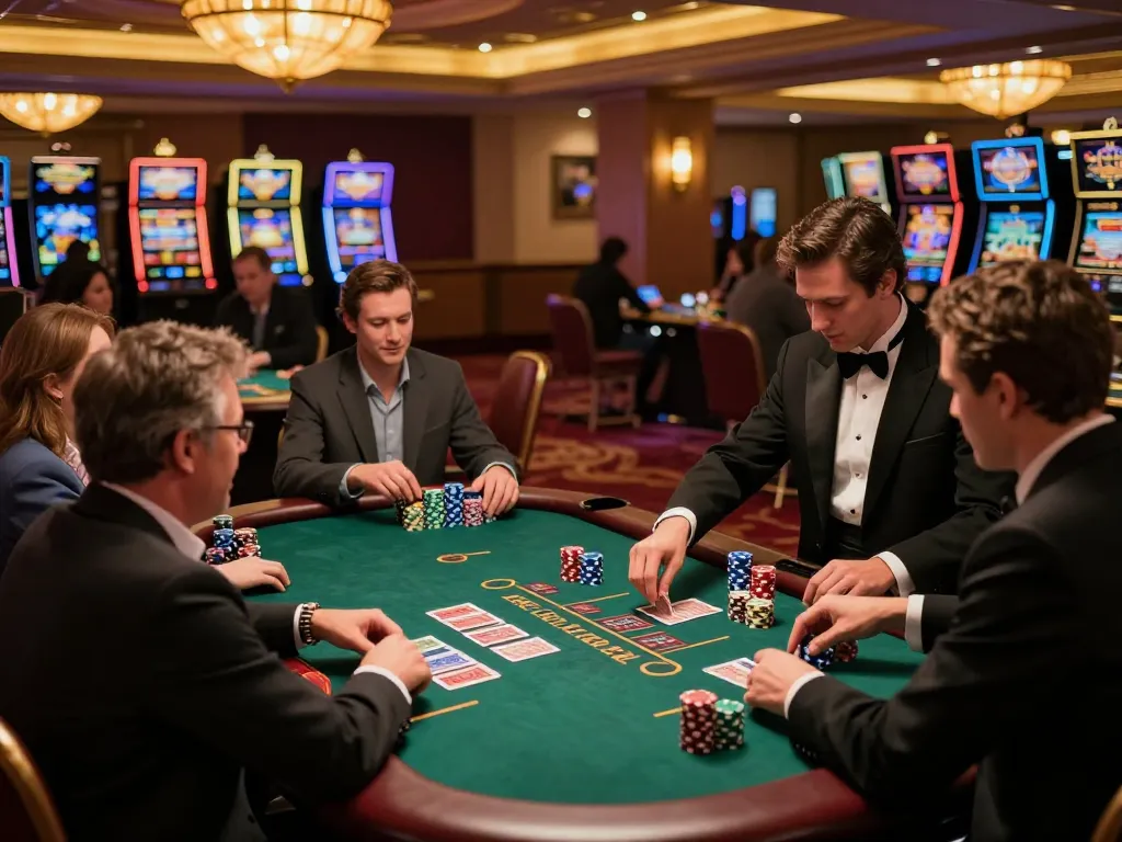 Players engaging in a thrilling blackjack game at vipwin casino, with dynamic action and vibrant atmosphere.
