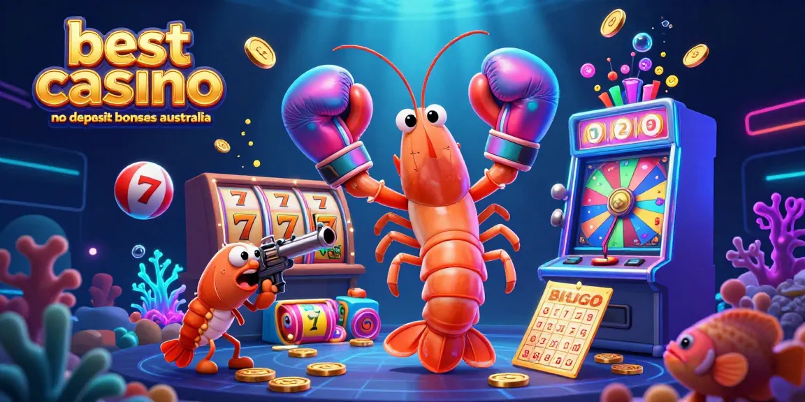 Experience thrilling action with the best casino no deposit bonuses Australia featuring vibrant slot reels and colorful lottery elements.