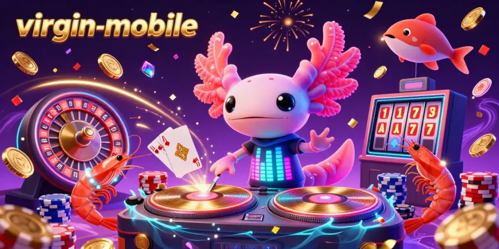 Experience thrilling entertainment at virgin-mobile casino with vibrant characters and exciting gaming elements.