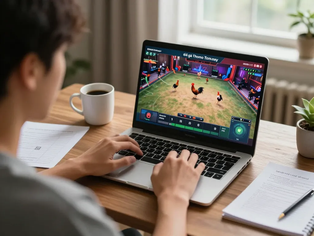 Bộ thiết lập chơi game hấp dẫn streaming đá gà Thomo hôm nay từ nhà với video trực tiếp trên màn hình.