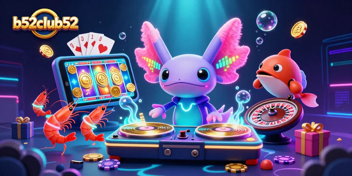 Experience the excitement of b52club52's vibrant gaming scene with neon characters and stunning visuals.