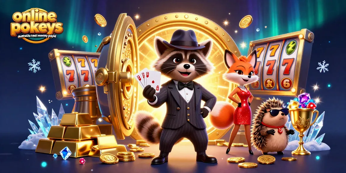 Experience thrilling gameplay with online pokies Australia real money PayID, featuring animated characters and gold treasures.
